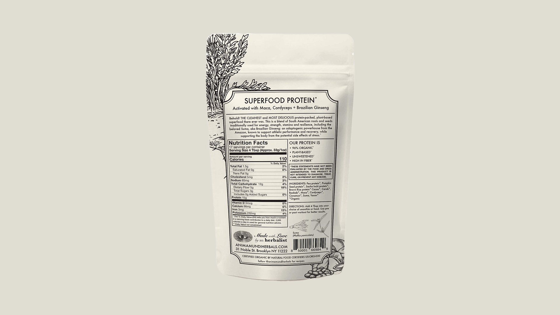 CHOCOLATE PROTEIN | Organic Adaptogenic Powder
