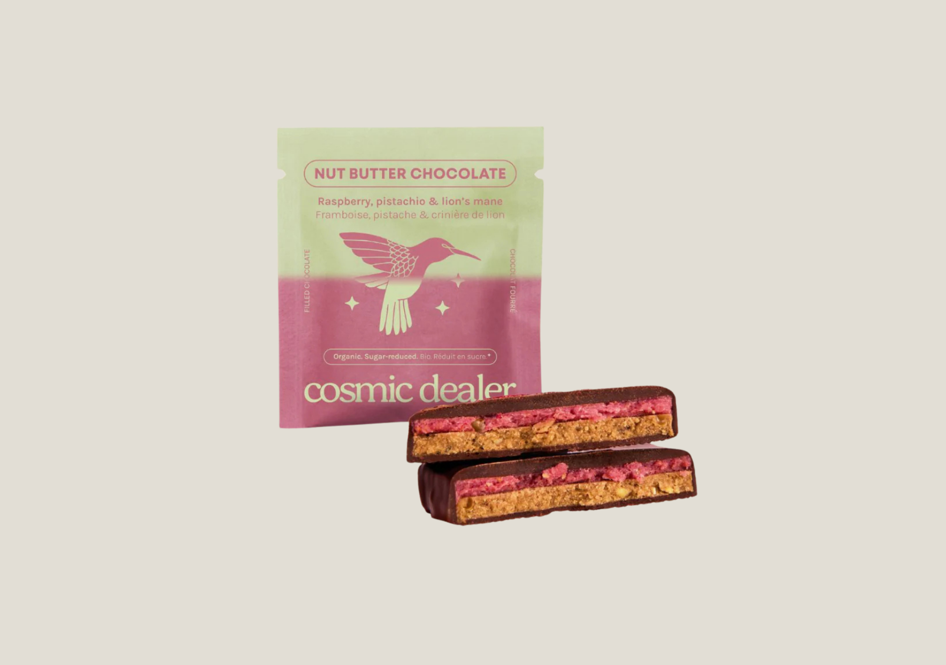 Double layer: Raspberry & Pistachio Chocolates